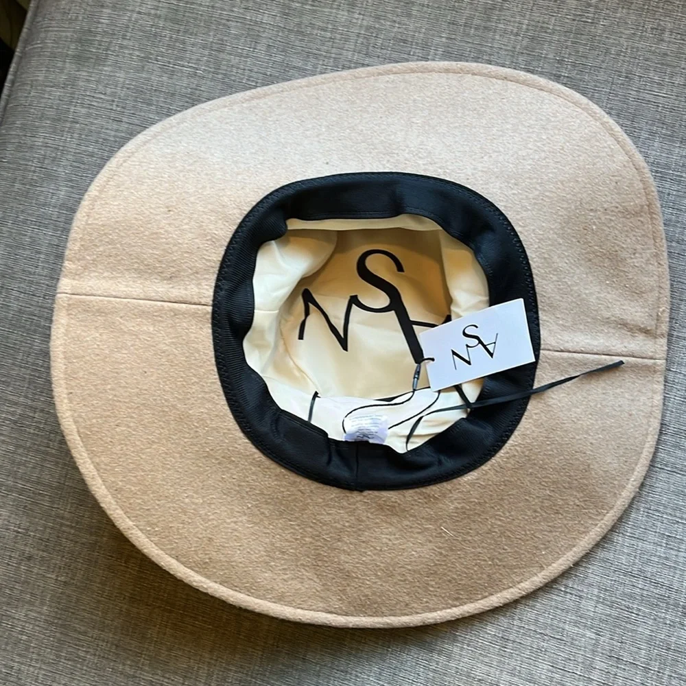 Brown Cozy Wool Blend Wide Brim Hat by ASN